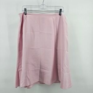 Talbots A-Line Skirt Women 16W Pink Pure Silk Lined Knee Length Side Zip